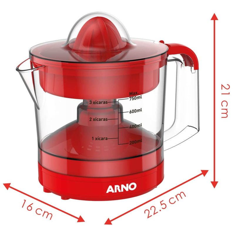 Espremedor de Frutas Arno Suco Express 0,75L 40W CP32 Vermelho 110v