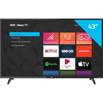Smart TV AOC Roku LED 43 polegadas com Wi-Fi Full HD 3 HDMI 1 USB com Controle Remoto Preta