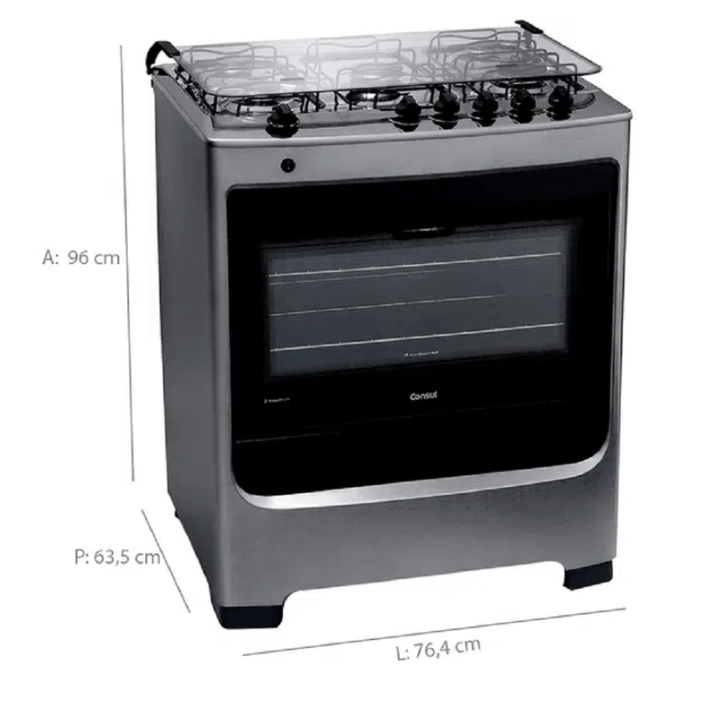 Fogao 5 Bocas Consul acendimento automático Inox Bivolt CFS5NAR
