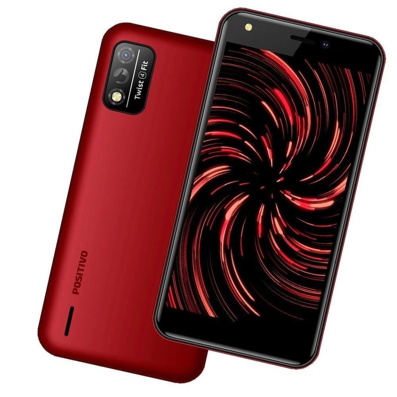 Smartphone Positivo Twist 4 Fit 32GB Dual Chip Android 10 Tela 5 pol Quad-Core 1.3 GHz 8MP Vermelho