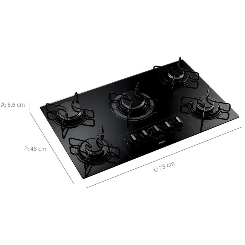 Cooktop 5 Bocas Consul a gas com acendimento automatico Bivolt Preto CD075AE