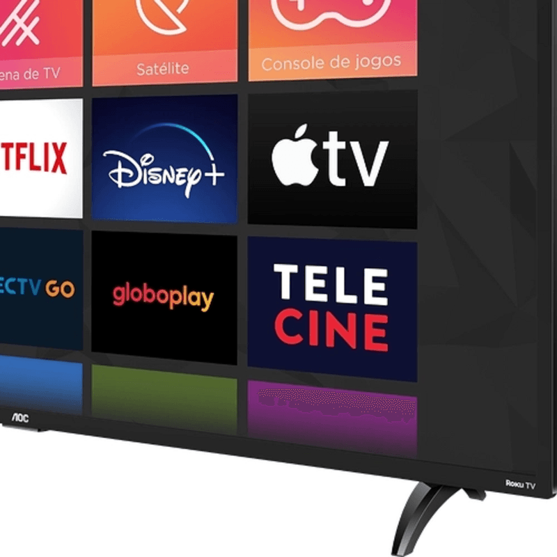Smart TV AOC Roku LED 43 polegadas com Wi-Fi Full HD 3 HDMI 1 USB com Controle Remoto Preta