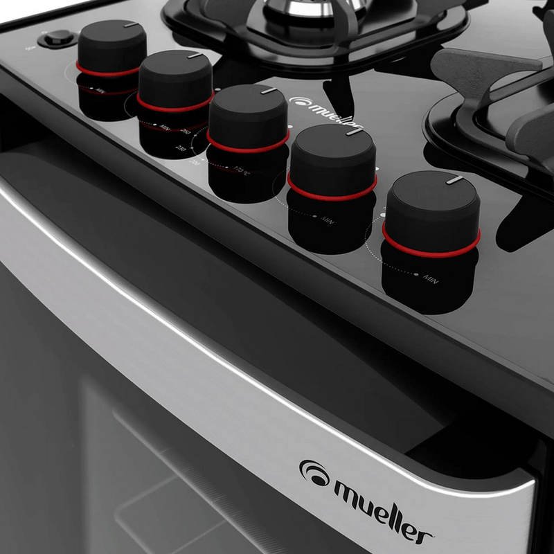 FogaoMueller4BocasPiacereVetroAutomaticoMesadeVidroForno48LPretoBivolt