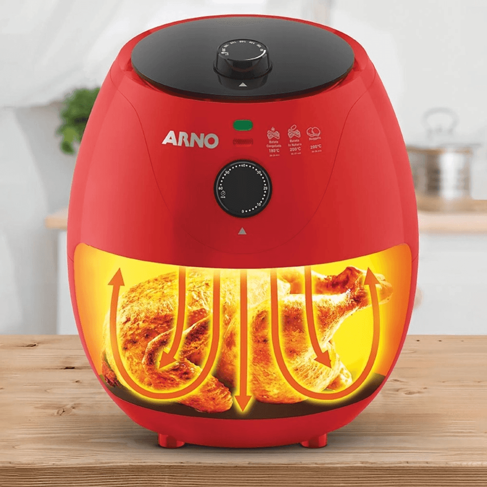 Fritadeira Eletrica Air Fryer Arno 3,2 Litros Vermelha 127V - Tvlar
