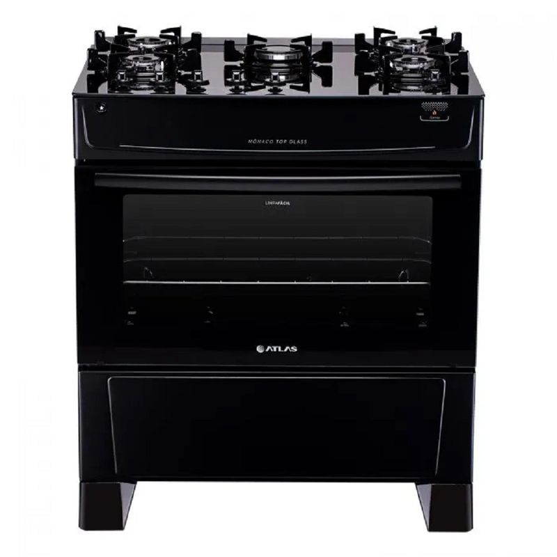 Fogao-5-Bocas-Preto-com-Mesa-de-Vidro-Atlas-Monaco-Top-Glass-Bivolt