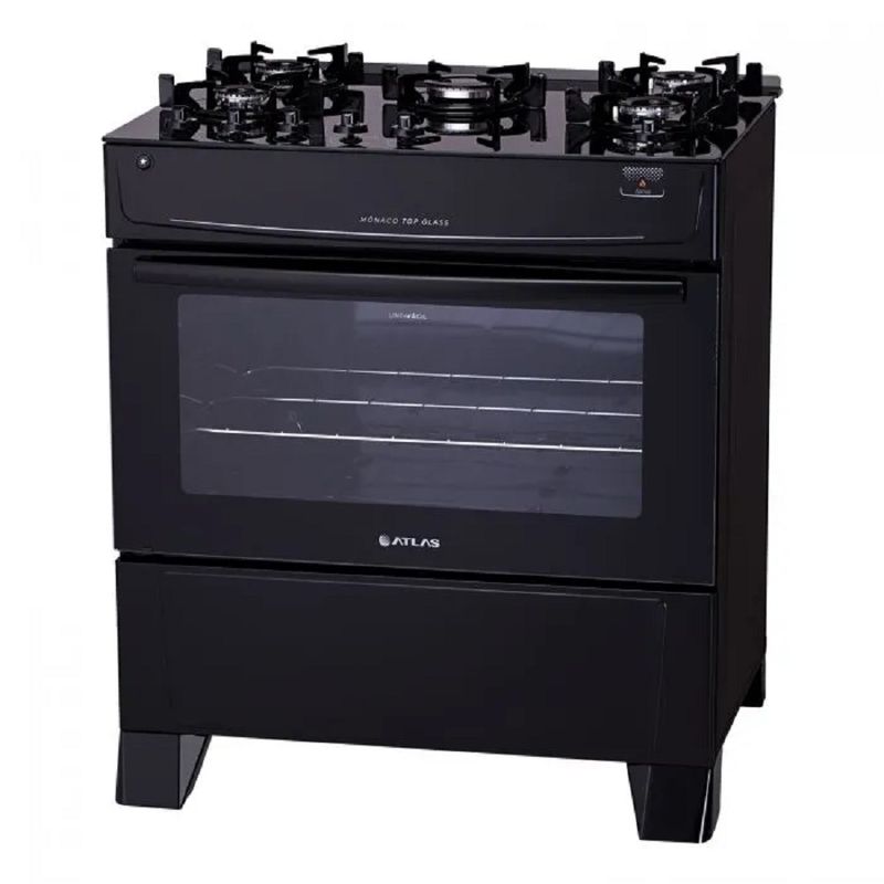 Fogao-5-Bocas-Preto-com-Mesa-de-Vidro-Atlas-Monaco-Top-Glass-Bivolt