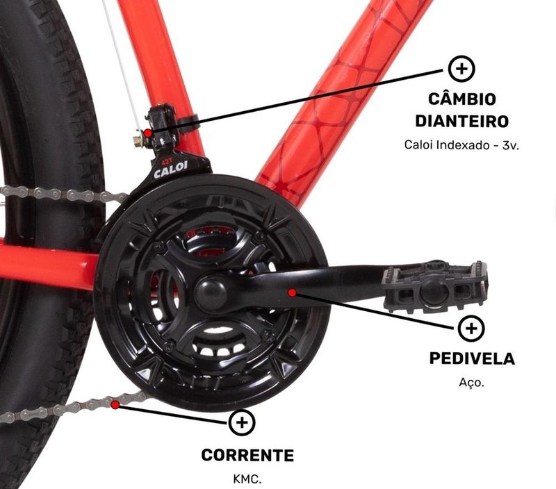 BICICLETA-ARO-29-CALOI-VULCAN-VERMELHA