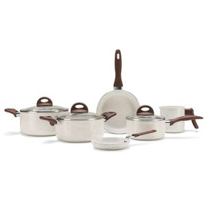 Jogo de Panelas de Alumínio com 6 Peças e Revestimento Antiaderente Cerâmico Brinox Ceramic Life Smart Vanilla