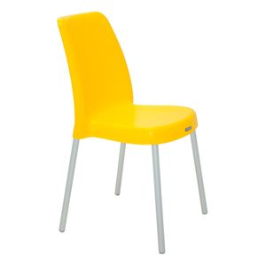 Cadeira de Plástico com Pernas em Alumínio Tramontina Vanda Sem Braço Amarela