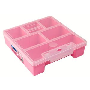 Organizador Plástico Tramontina Rosa com Tampa e 6 Compartimentos