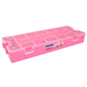 Organizador Plástico Tramontina Rosa com Tampa e 13 Compartimentos