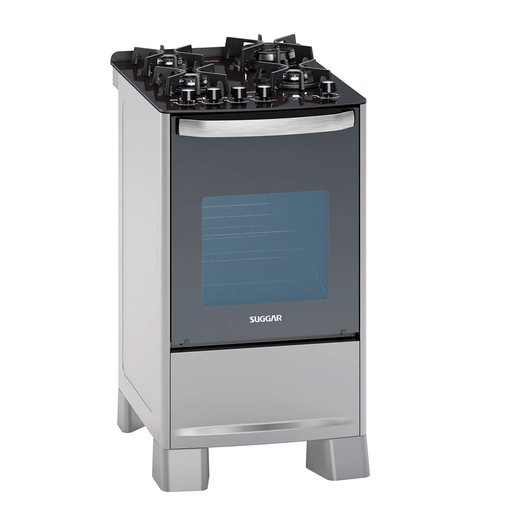 Fogão 4 Bocas Suggar Master Grill Prata Mesa em Vidro - 110v - Fgvmtg412prix