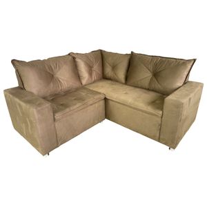 Sofá de 2 Lugares Marjom Veneza Velveteen Bege Cacau