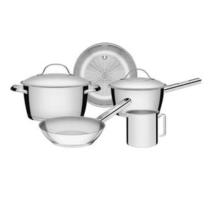 Jogo de Panelas de Aço Inox com 5 Peças Tramontina Allegra Fundo Triplo