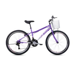Bicicleta Aro 26 Houston Velora de 21 Marchas Roxo e Prata