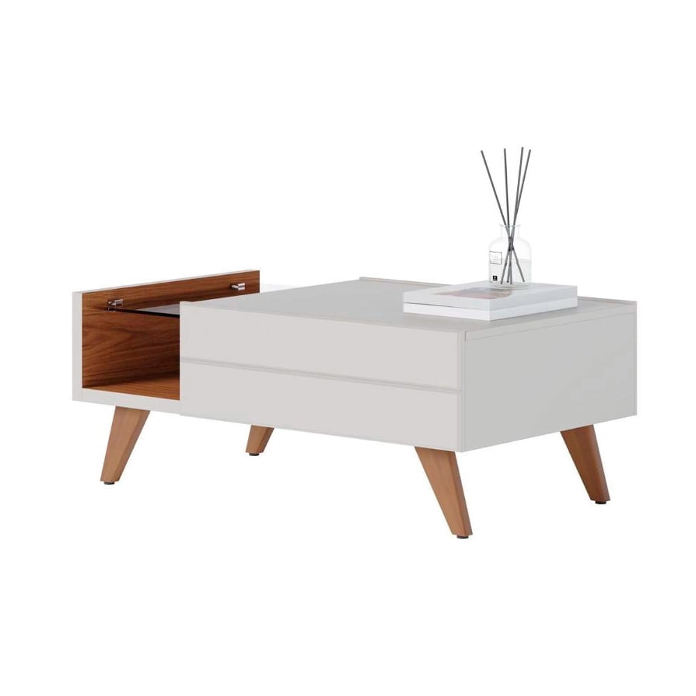 Mesa de Centro Colibri Noronha Off White Matte e Freijó - Tvlar