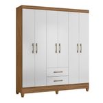 Guarda-Roupa-Moval-Panama-Casal-6-Portas-de-bater-com-2-Gavetas-Naturale-branco