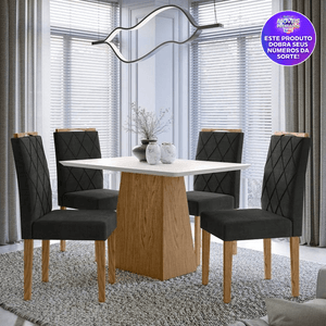 Mesa de Jantar Retangular New Ceval Bárbara com 4 Cadeiras