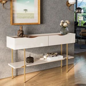Aparador com 2 Gavetas Lukaliam Cairo Off White/Jequitiba