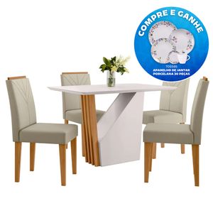 Mesa de Jantar Retangular New Ceval Veneza com 4 Cadeiras Ana