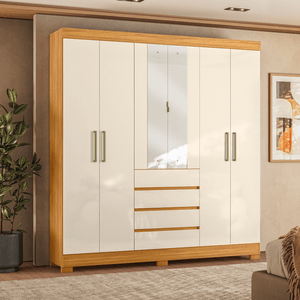Guarda-Roupa com 6 Portas e 4 Gavetas com Espelho Demobile Opera
