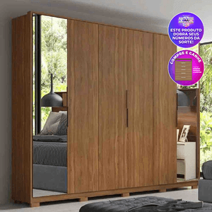 Guarda-Roupa com 6 Portas e com Espelho Demobile Atrice Amendola Touch