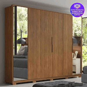 Guarda-Roupa com 6 Portas e com Espelho Demobile Atrice Amendola Touch