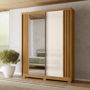 Guarda-Roupa com 2 Portas e 3 Gavetas Moval Freijo/Off White