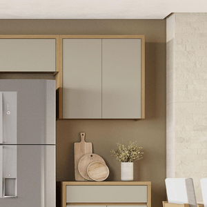 Armário Aéreo 2 Portas Nesher Condessa 80cm 100% MDF CARVALHO/GREIGE