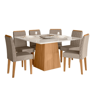 Mesa de Jantar Retangular New Ceval Barbara com 6 Cadeiras