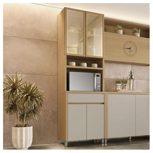 Paneleiro 4 Portas com 1 Gaveta Condessa Nesher 70cm 100% MDF – Carvalho/Greige