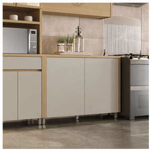 Balcão 2 Portas com 1 Gaveta Condessa Nesher 120cm 100% MDF. Carvalho/Greige