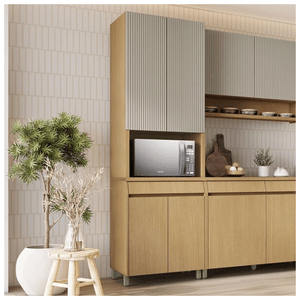 Paneleiro 4 Portas com 1 Gaveta Simone Mendes Nesher 70cm 100% MDF, Carvalho/Greige