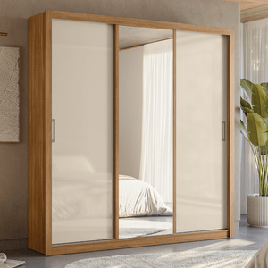Guarda-Roupa com 3 Portas e 2 Gavetas com Espelho Residence - Amendola Off White Demobile