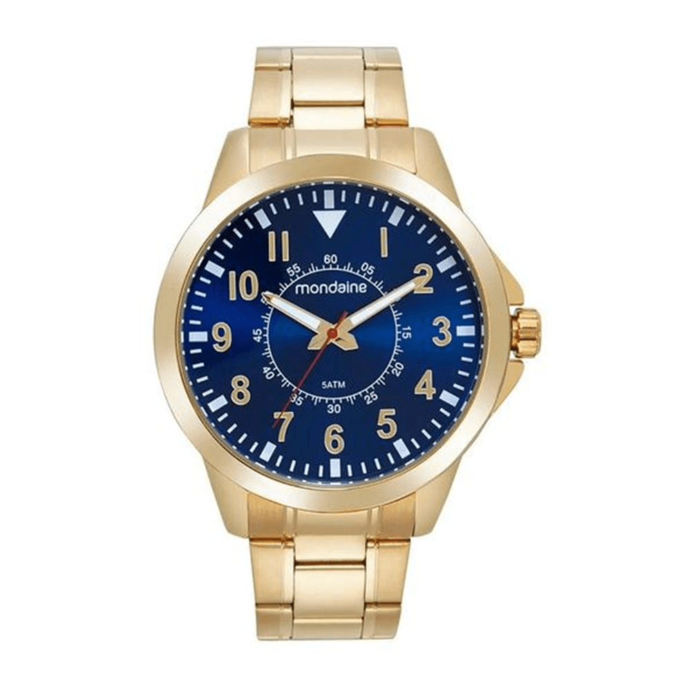 マウル　Q Denken Gold Relógio Masculino Analógico Mondaine Seculus Dourado/Azul