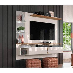 Painel para TV até 55" Lukaliam Intense Off White e Damasco