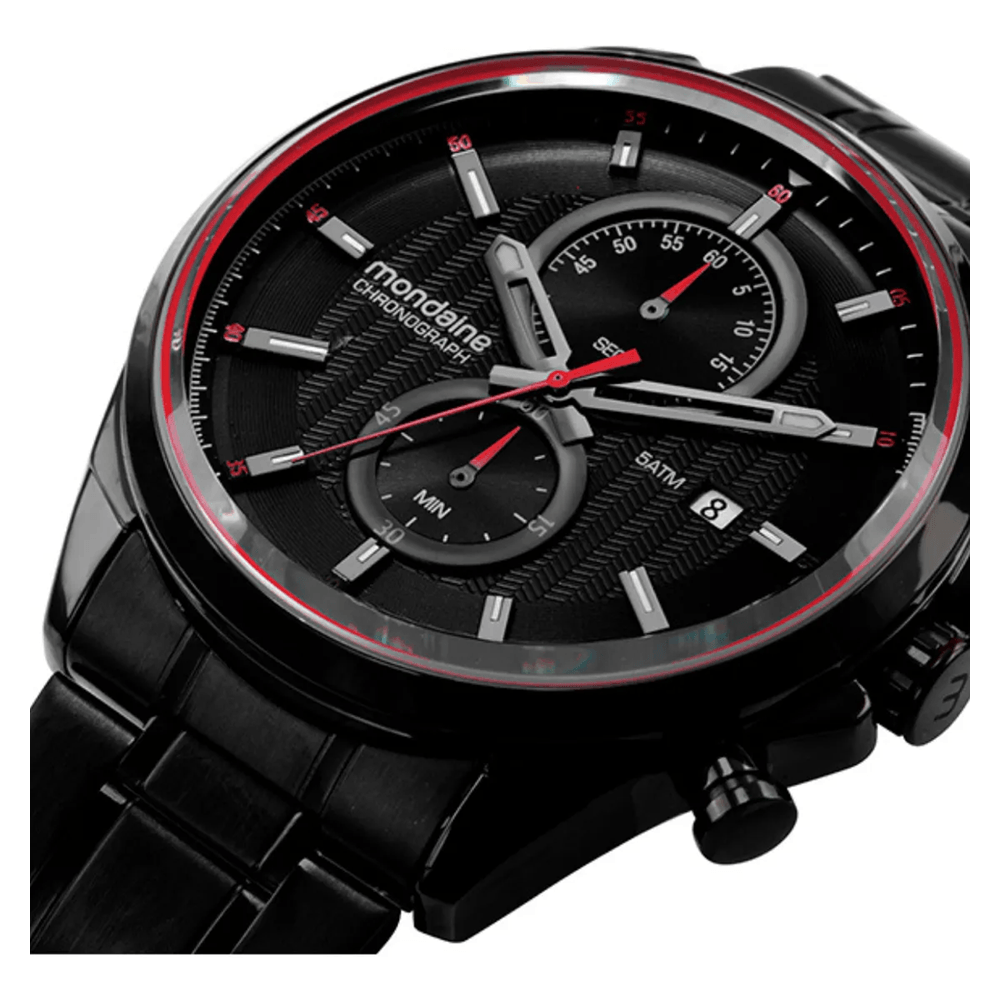 Relógio Masculino Cronógrafo Mondaine Preto/Vermelho 32894GPMVPE2