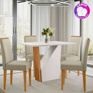 Mesa de Jantar Retangular New Ceval Veneza com 4 Cadeiras Ana