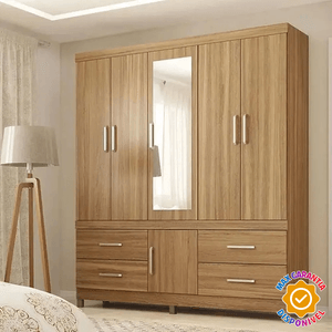 Guarda-Roupa com 6 Portas, 4 Gavetas e com Espelho Demobile Guarujá Amendola Touch