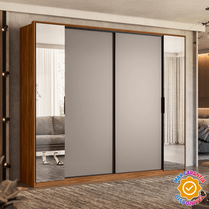 Guarda-Roupa com 4 Portas e com Espelho Demobile Laredo Amendola e Nude Prime