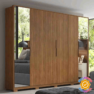 Guarda-Roupa com 6 Portas e com Espelho Demobile Atrice Amendola Touch