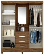 Roupeiro4Portas3GavetasComEspelhoMovalCapriCastanhoWood