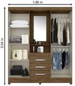 Roupeiro4Portas3GavetasComEspelhoMovalCapriCastanhoWood