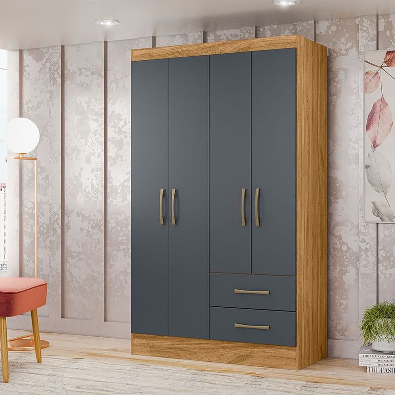 RoupeiroMovalChile4PortasBater2GavetasFreijoCinza