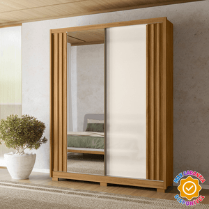 Guarda-Roupa com 2 Portas e 3 Gavetas Moval Freijo/Off White