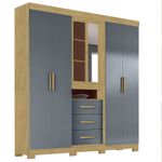 GuardaRoupaMovalEldoradocomEspelho5Portas3GavetasCinzaFreijo