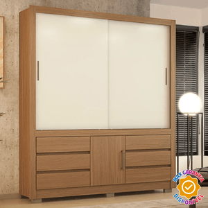 Guarda-Roupa com 3 Portas e 6 Gavetas Demobile Arbo Amendola e Off White