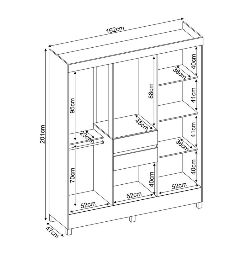 GuardaRoupaCasalMuniqueDemobile8Portas2GavetasAmendolaTouch