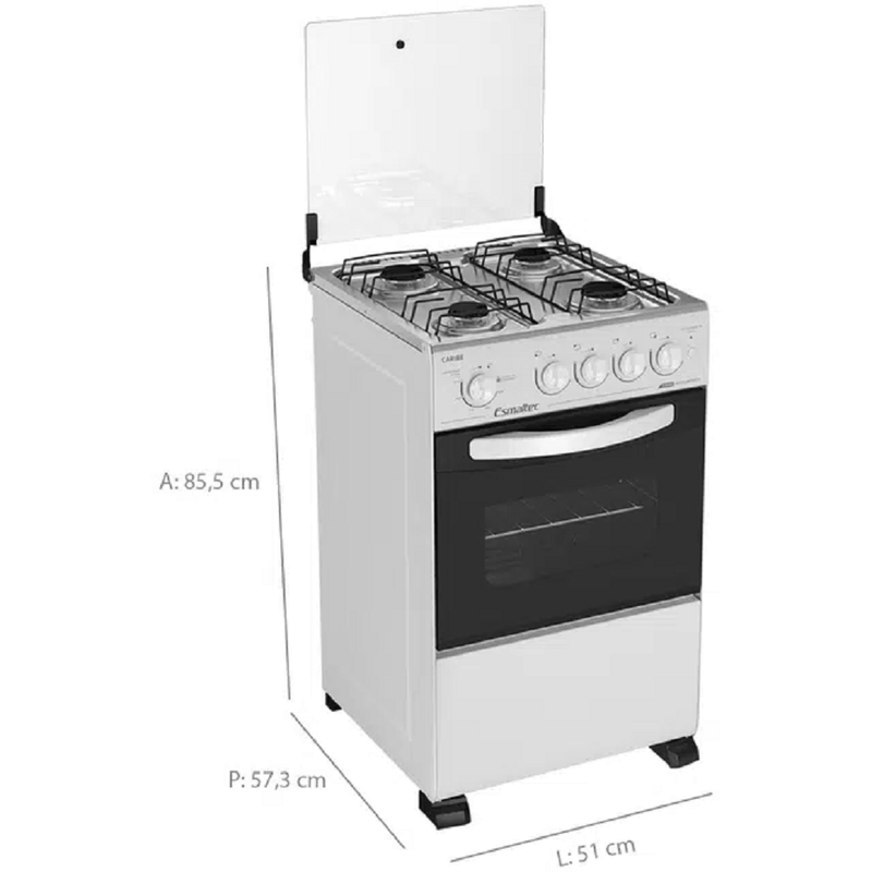 Fogao4BocasEsmaltecPisoNewCaribemesaInoxBivolt