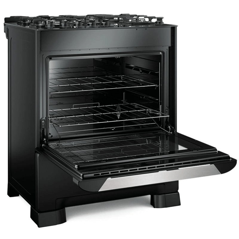 FogaoMueller5BocasDecoratoVetroAutomaticoMesadeVidroTriplaChamaPretoFoscoBivolt